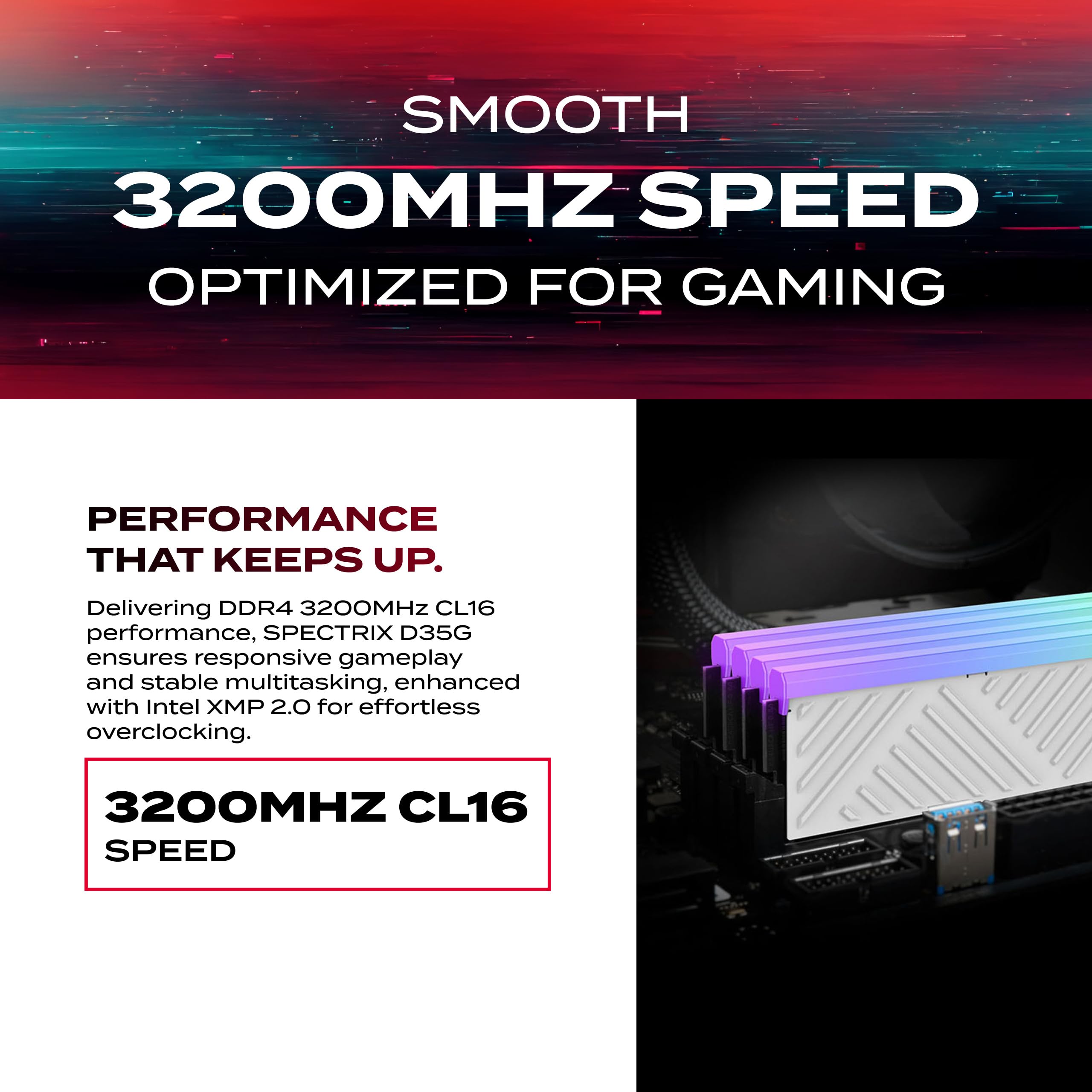 XPG SPECTRIX D35G RGB DDR4 3200MHz CL16 32GB (2x16GB) PC4-25600